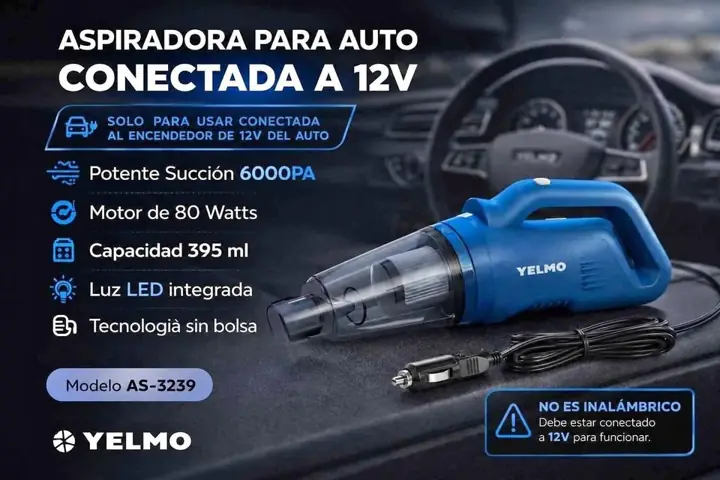 Aspiradora para auto 12V yelmo