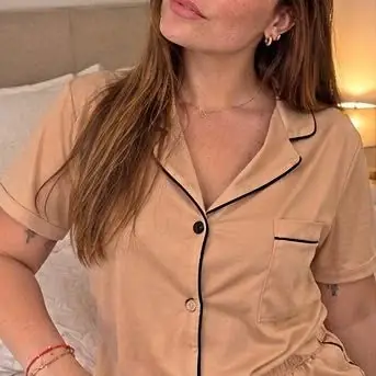 Pijama Mujer Camisero Color Champagne