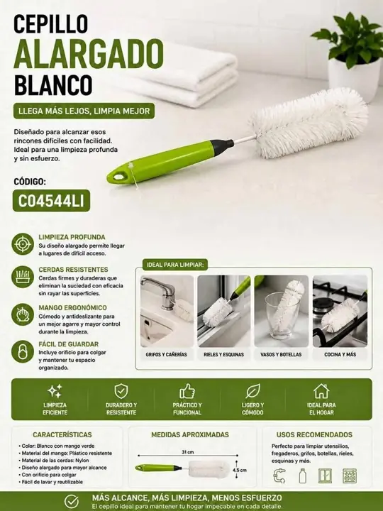 Cepillo alargado blanco