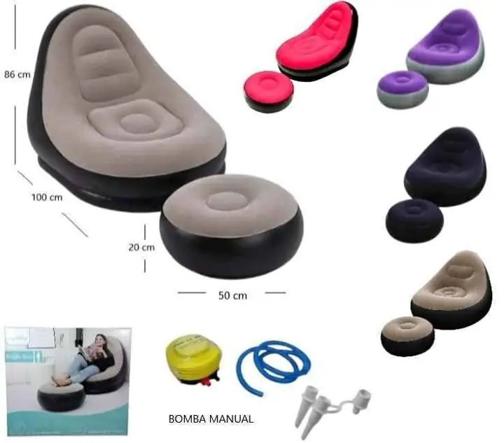 Sofa inflable con reposa pie