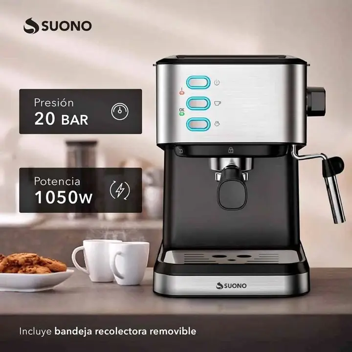 Cafetera Suono 20 Bar de presion 1050w de potencia