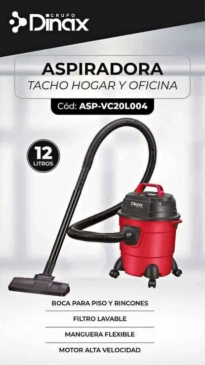 Aspiradora de tacho 12 lts 1300W dinax