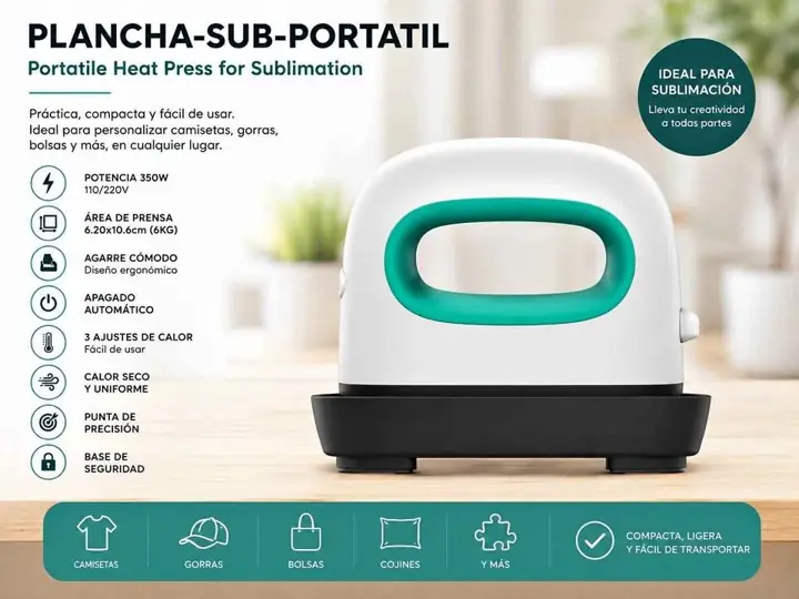 Plancha de calor para sublimacion portatil 106X62M