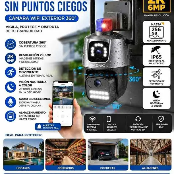 Camara de seguridad 360° Gadnic