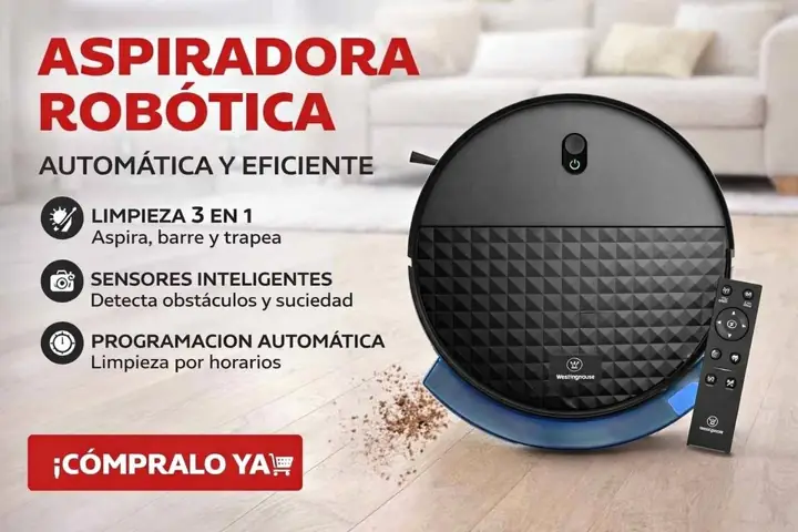 Aspiradora robot Westinghouse 3 en 1