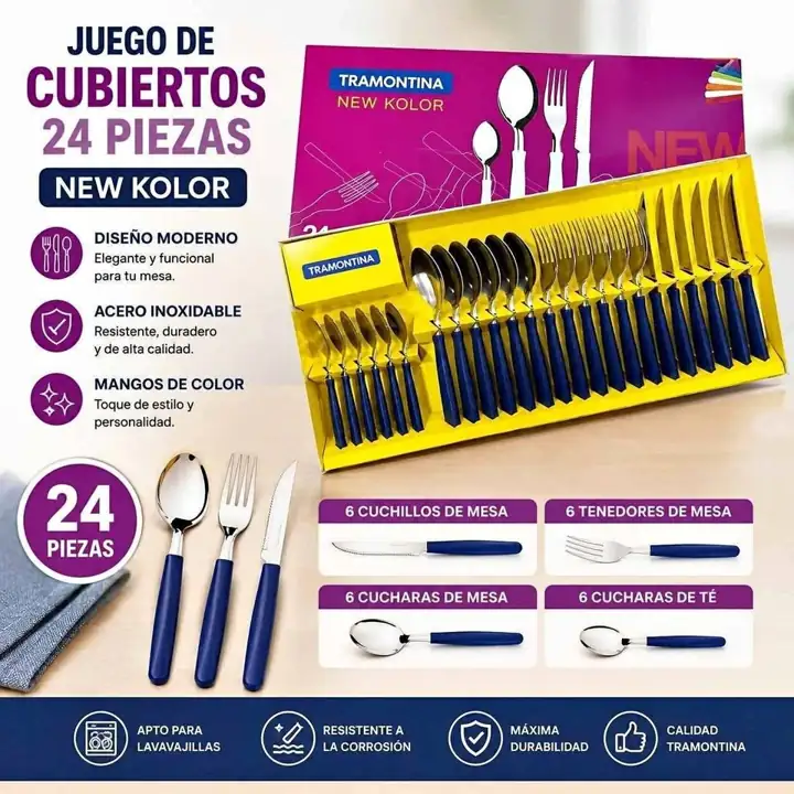 Set de 24 cuebiertos Tramontina new kolor