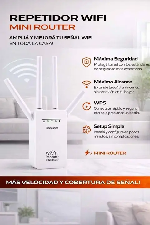 Repetidor WiFi 4 antenas kanjinet o fater
