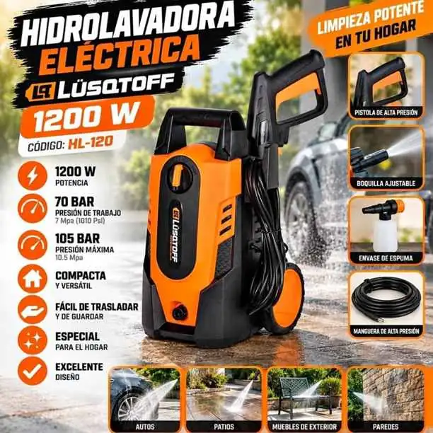 Hidrolavadora Electrica 1200w Lusqtoff