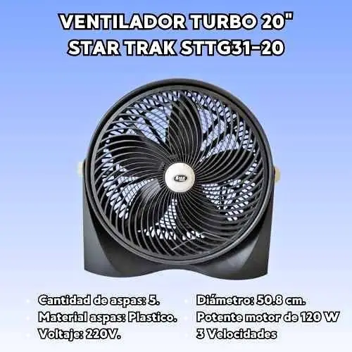 Ventilador turbo 20" star trak triple posicion