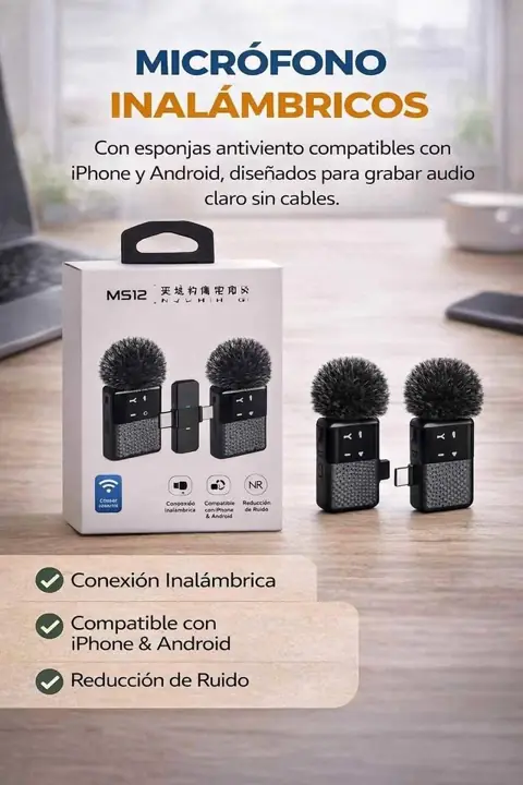 Microfono inalambrico compatible iPhone y android