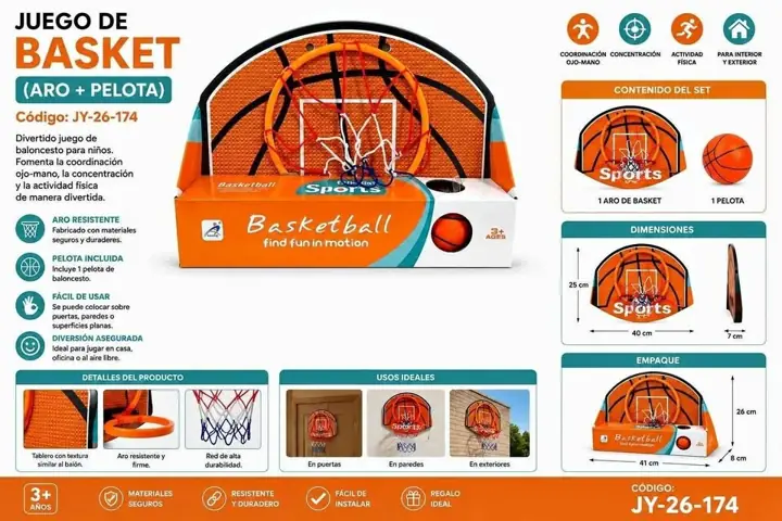 Juego de basket (aro+ pelota)