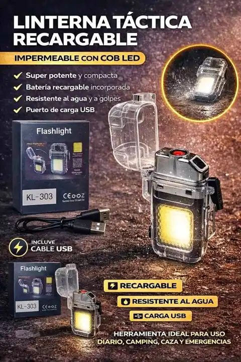 Encendedor con linterna LED recargable