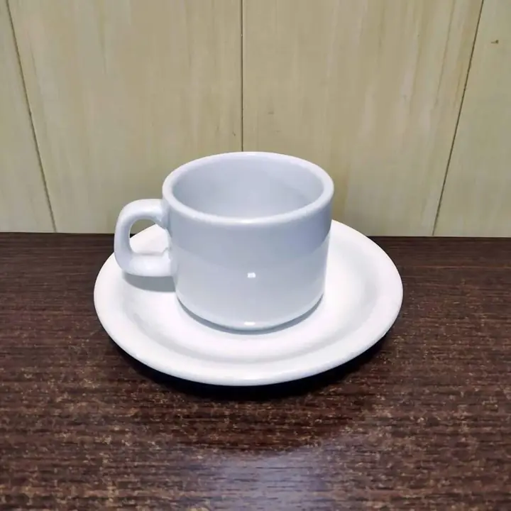 Taza desayuno con plato 250 CC en porcelana venta x mayor