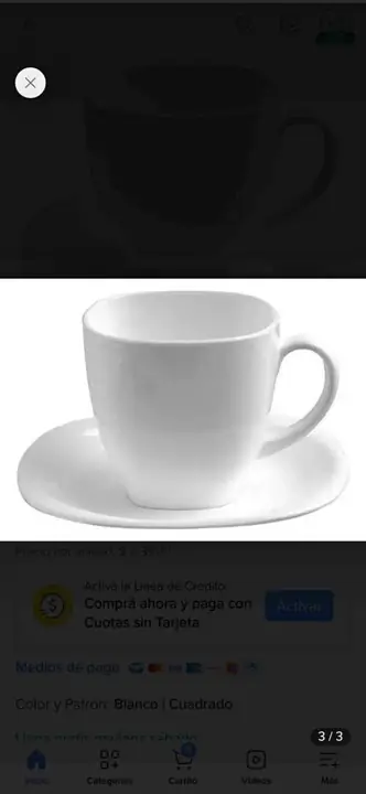 Tazas desayuno con plato de vidrio blanco templado modelo ovalado