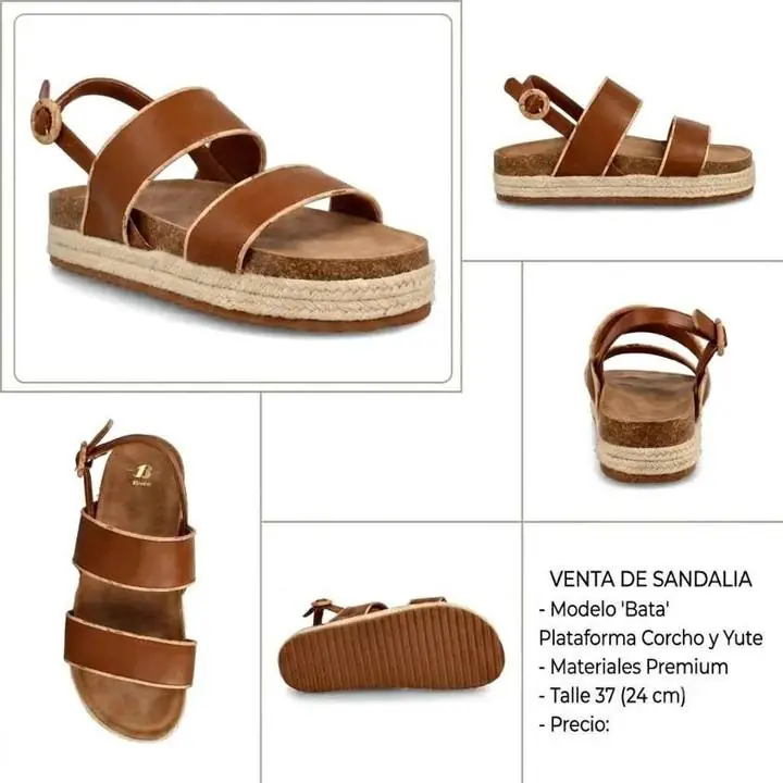 Sandalias plataforma acolchadas corcho y yute verano primavera comodas para caminar color camel