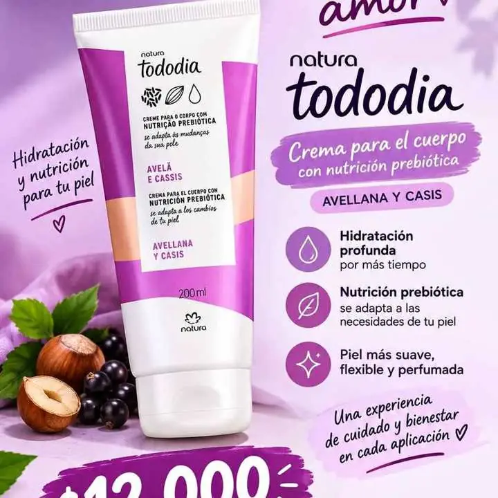 Crema corporal Natura tododia avellana y casis 200ml