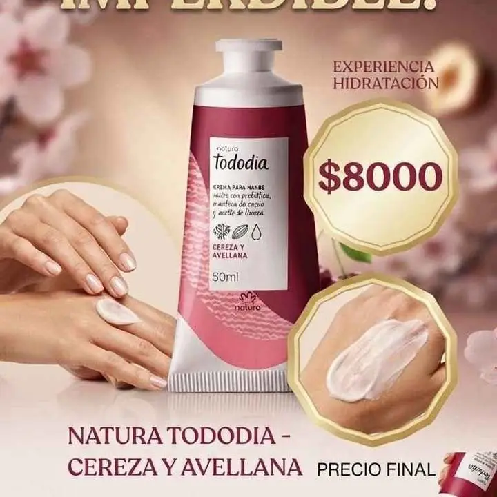 Crema de mano Natura tododia cereza y avellana