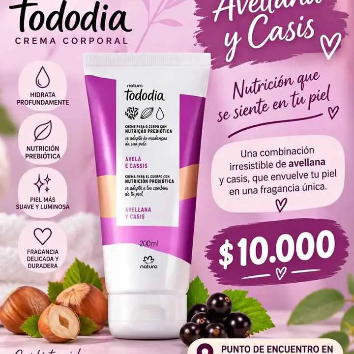 Crema corporal Natura tododia avellana y casis 200ml