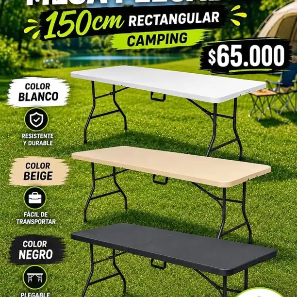 Mesas Plegables varios colores las mejores del mercado 150cm las más prácticas!