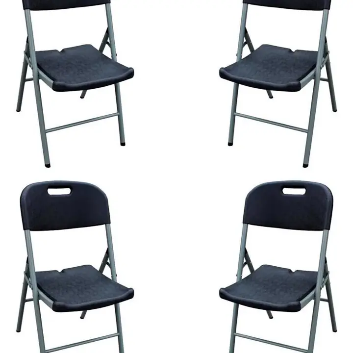 Combo X4 Sillas Plegables Interior Exterior Metal Reforzadas Color Blanco o en Negro