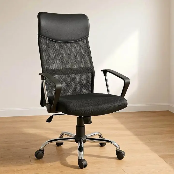 Silla Sillon Ejecutivo Gerencial de Oficina Respaldo Alto Tela Mesh Color Negro