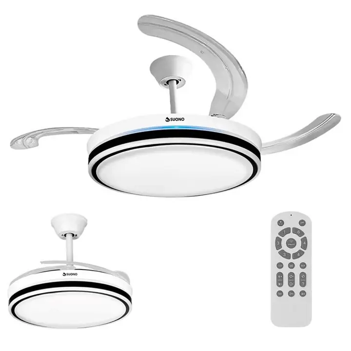 Ventilador Techo Retractil Moderno Silencioso Luz Led en color Nlanco y también en Negro Gigo