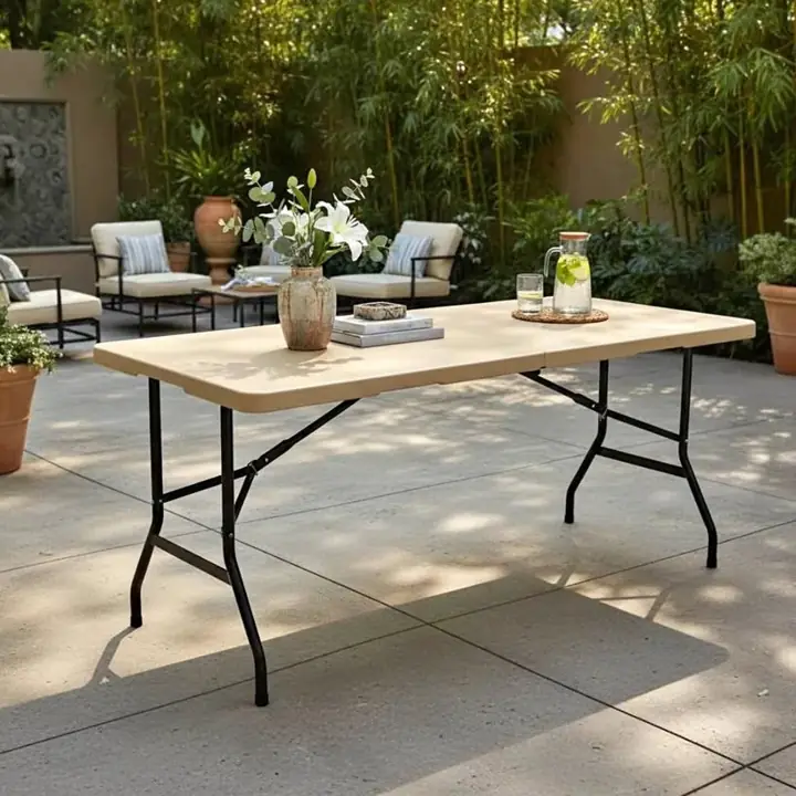 Mesa de Exterior Vxplay Plegable 150cm de Pvc Color Beige las mejores del mercado premium