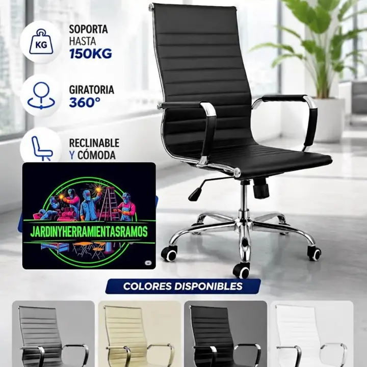 Silla Escritorio Oficina Ejecutiva Gerencial Reclinable Giratoria 150kg Cuero Sintetico