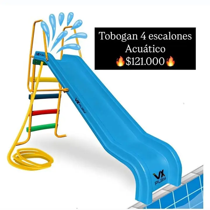 Tobogan acuático vxplay 4 escalones PVC rotomoldeo pileta agua varios colores