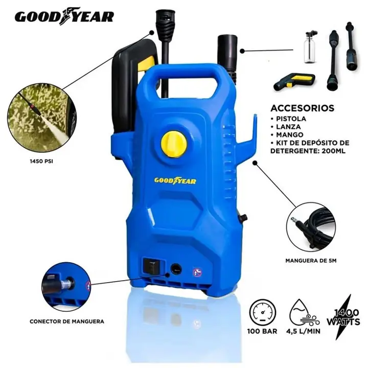 Hidrolavadora Goodyear 1400w 100bar 1450psi Azul 50hz