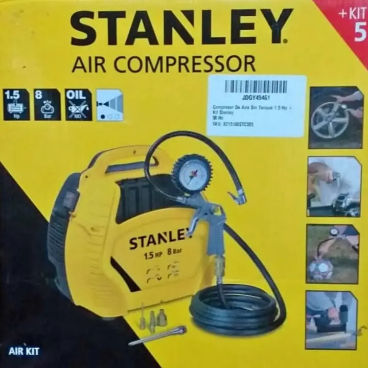 Compresor de Aire sin Tanque 1.5 Hp + Kit Stanley