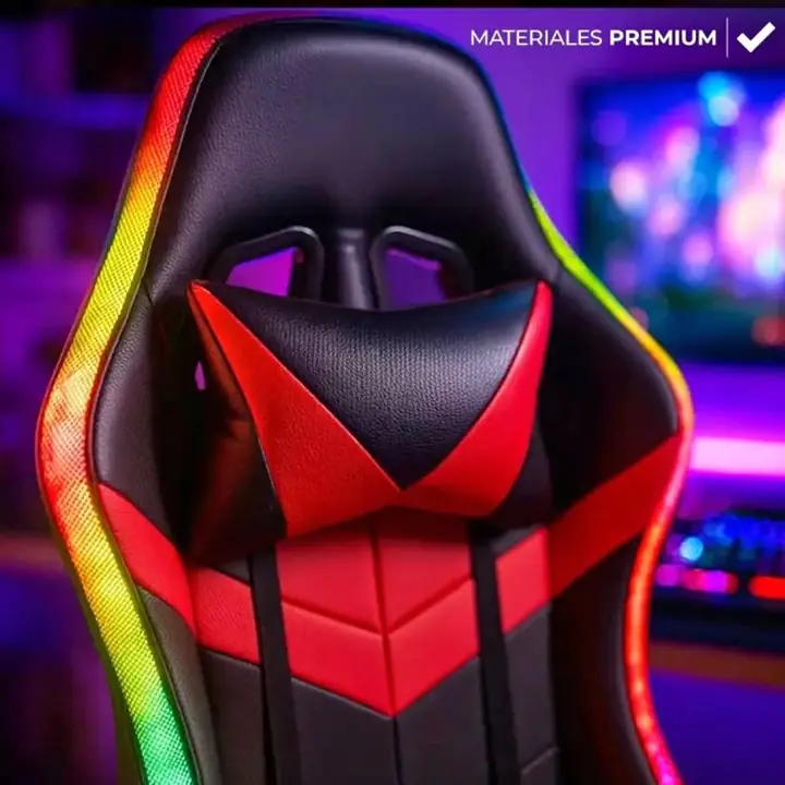 Silla Gamer con Luces Led Ergonomica Reclinable con Apoya Pies Base Giratoria VS colores!
