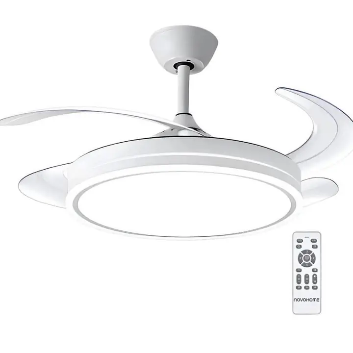 Ventilador Retractil de Techo GIGO Luz Calida Fria Neutra 6 Velocidades Color Blanco
