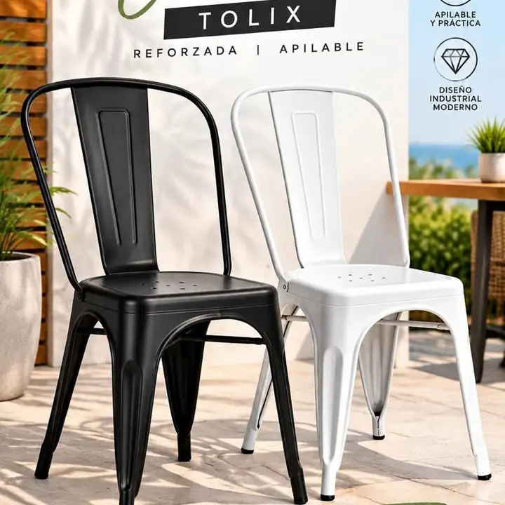 Silla Tolix Metalica Color negro mate y en blanco mate!
