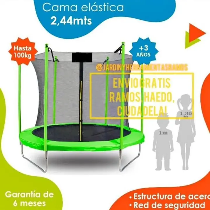 Cama Elastica 2,44mts Red de Proteccion Reforzada! Entrega Inmediata! Envíos