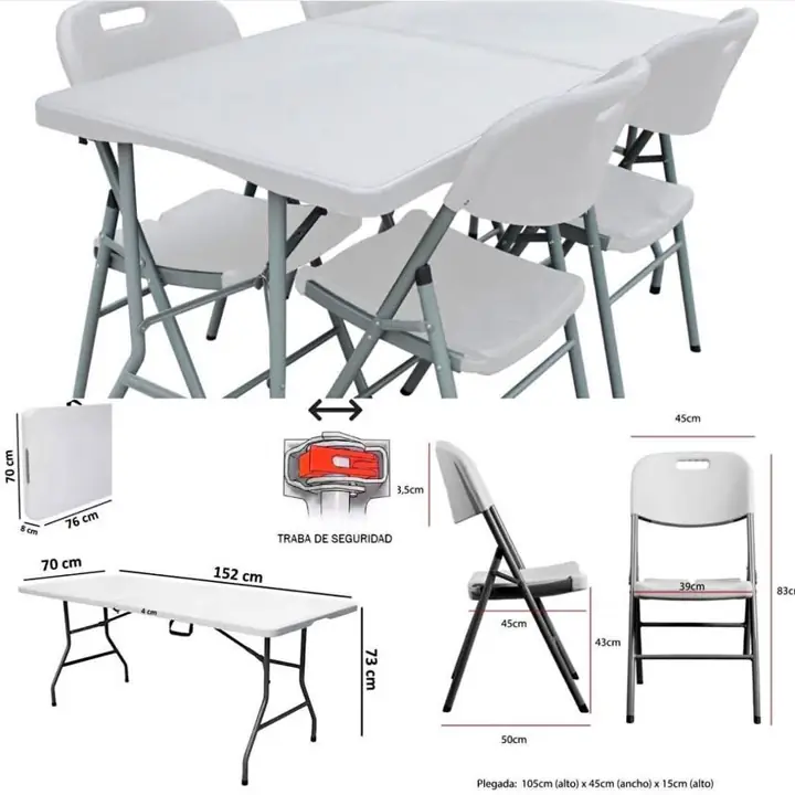 Mesa plegable + 4 sillas plegables mismo juego! las mejores del mercado! Entrega Inmediata!