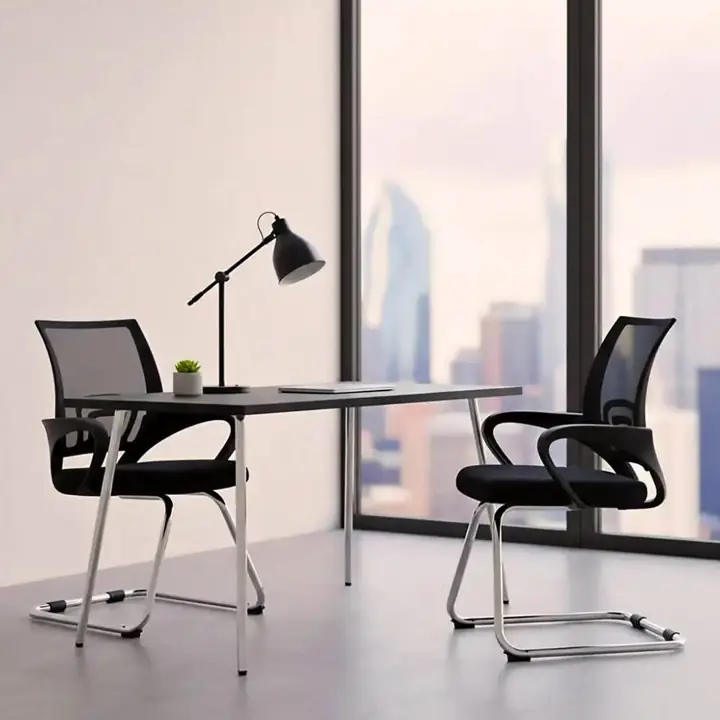 Set X2 Silla Oficina Escritorio Patas Fijas Ergonomica Sala Espera Reuniones Tela Mesh