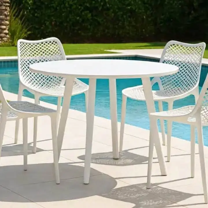 Set X4 Silla Jardin Exterior Apilables Asiento Amplio Patio Comedor Air Plastico Reforzado negro y B