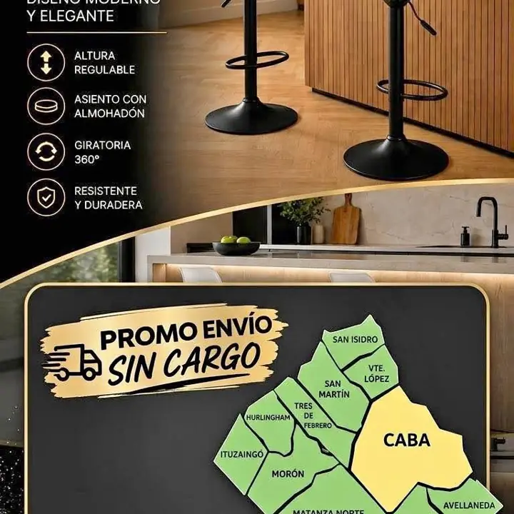 Set X2 Banqueta Taburete Alto Tulip envio gratis PROMO!Barra Desayunador Altura Regulable Almohadon