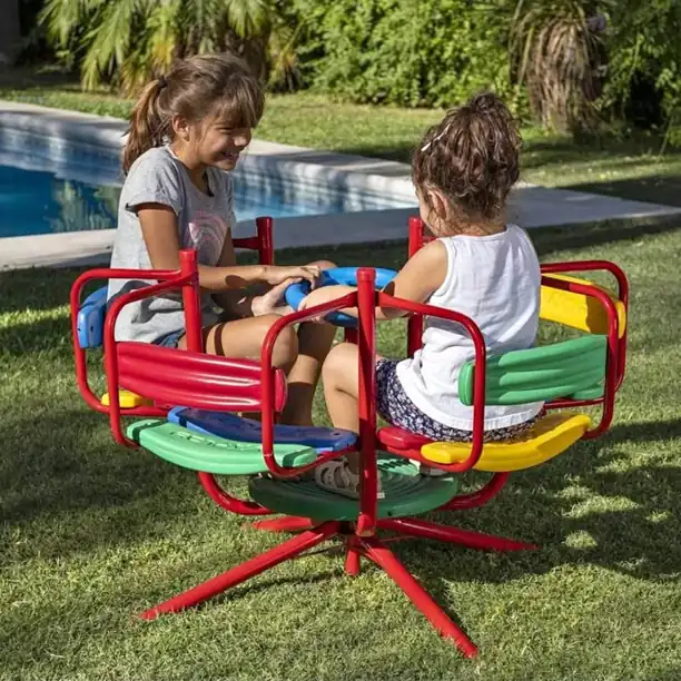 Calesita Infantil Super Caño Reforzado Exterior/Interior Color Rojo Garantía