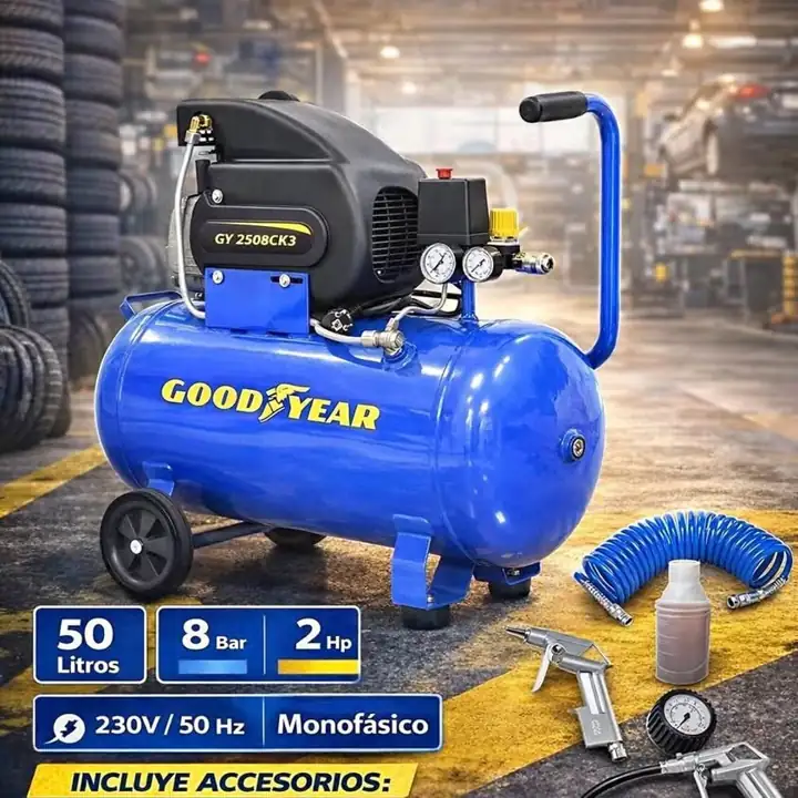 Compresor goodyear kit garantía 1 año! 2hp 50 litros Gy2 oferta hasta agotar stock!