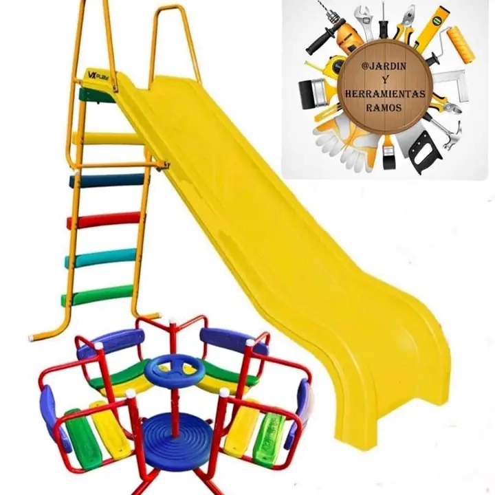 Combo Tobogan Pvc 5 Escalones y Calesita infantil reforzada! Día del niño! Entrega Inmediata!