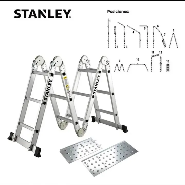 Escalera Articulada Stanley Profesional 12 Escalones 4x3 + Plataforma 150 Kg