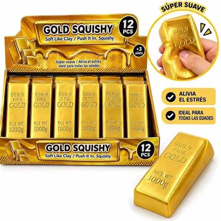 Squizhy lingote oro antiestres (nuevos)