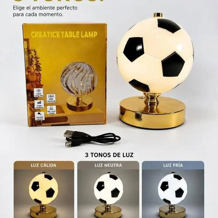 Velador pelota de futbol touch 3 tonos(nuevos en caja)
