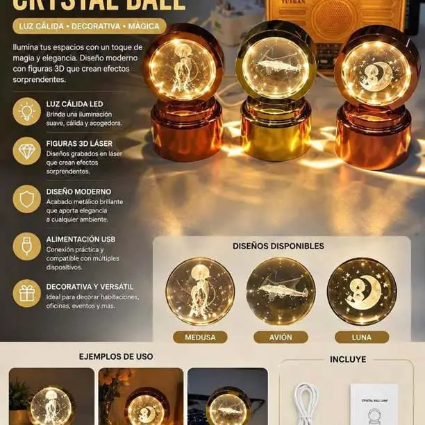 Lampara cristal giratoria (nuevos en caja)