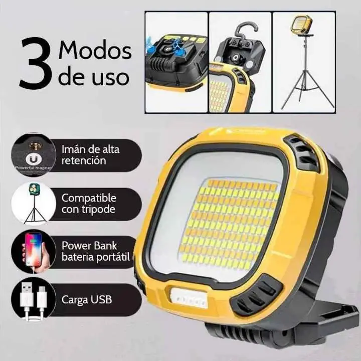 Linterna reflector c/ power bank mega potente