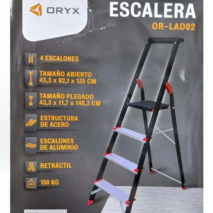 Escalera 4 pasos cn apoyo plegable (producto nuevo)