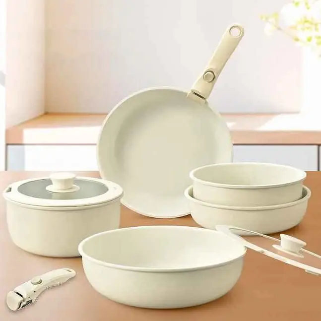 Set x9 olla de ceramica C/ mango desmontable