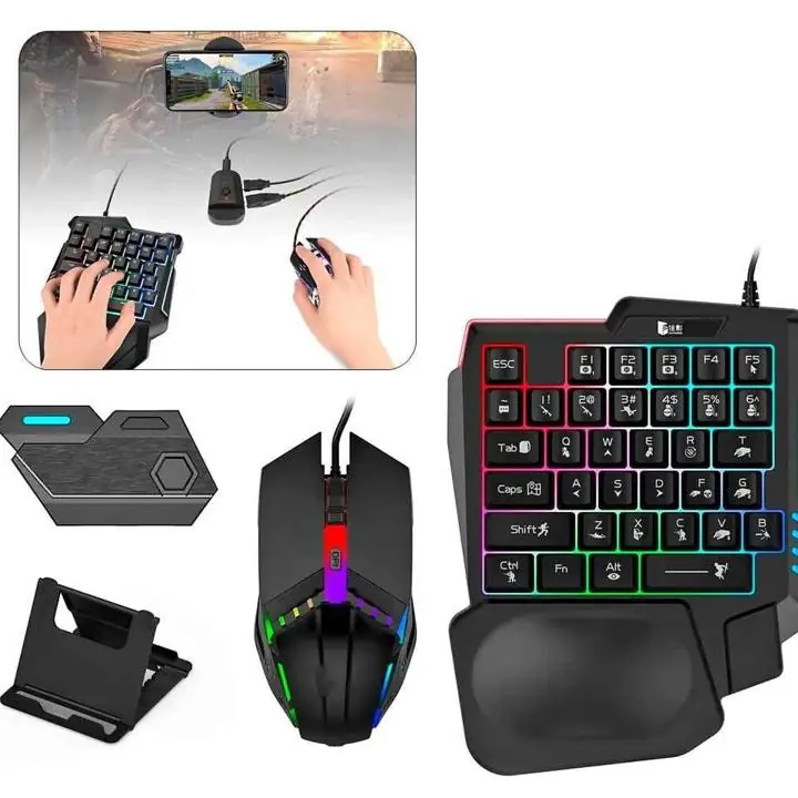 Set teclado + mouse + adap gamer para celular